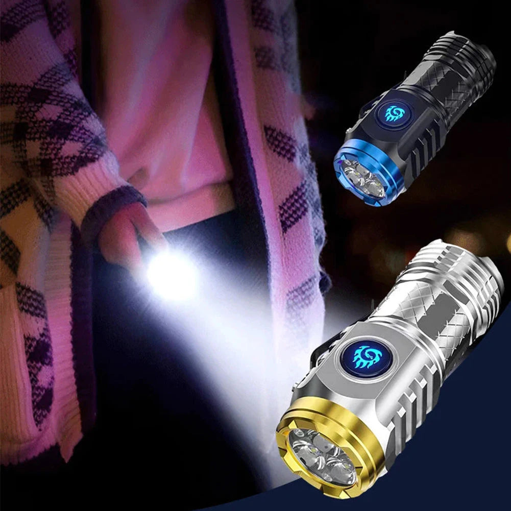 Three-Eyed Monster Mini Flashlight Super Bright Pocket Flashlight Torches 5 Modes Rechargeable & Waterproof Handheld Flashlight