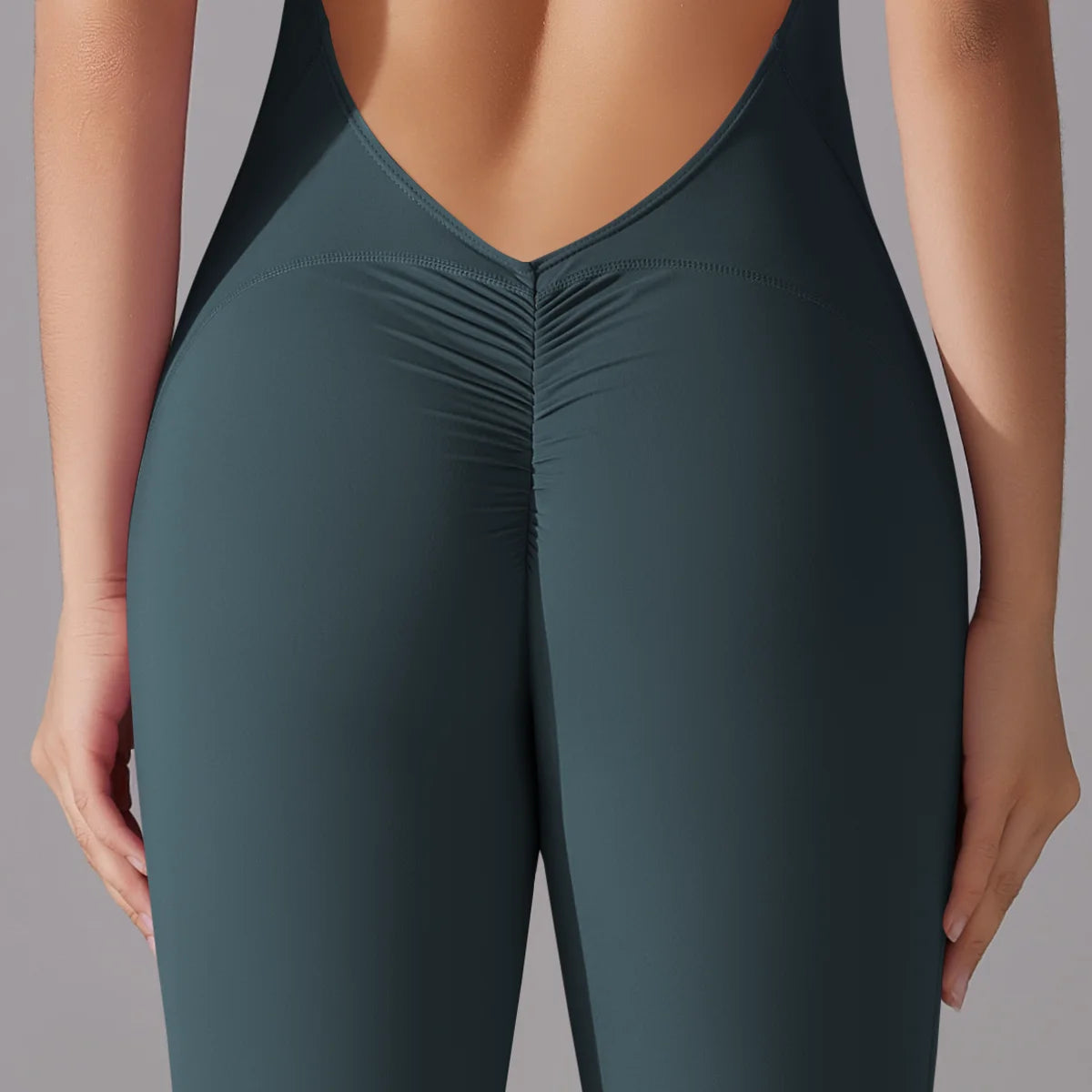 Sexy Hollow Backless Scrunch Sporty Jumpsuit Raises Butt Woman Gym Set One Piece Sport Suit Sleeveless Zip Yoga Fitness Overalls