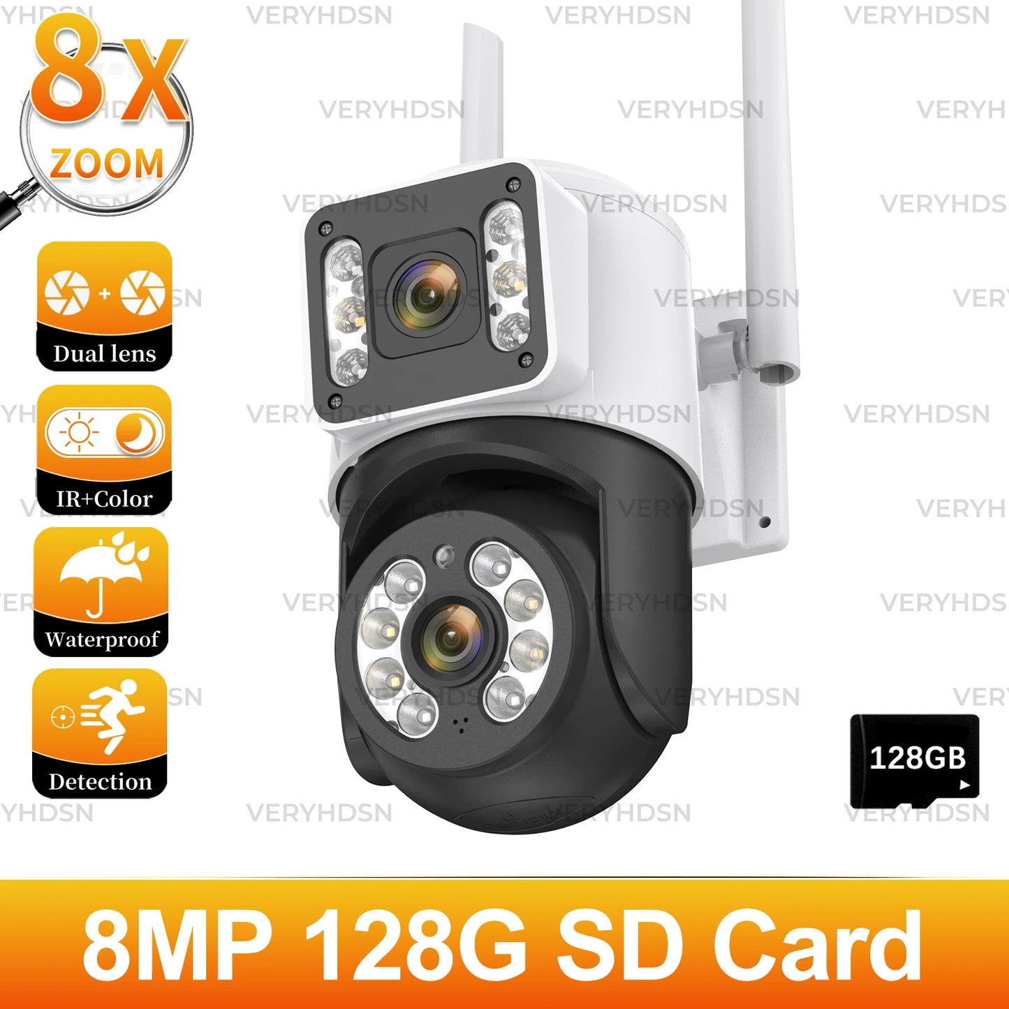 8MP 5G WiFi IP Camera PTZ 4K Dual Lens Human Detect Auto Tracking Surveillance Cameras Outdoor Waterproof Night Vision CCTV