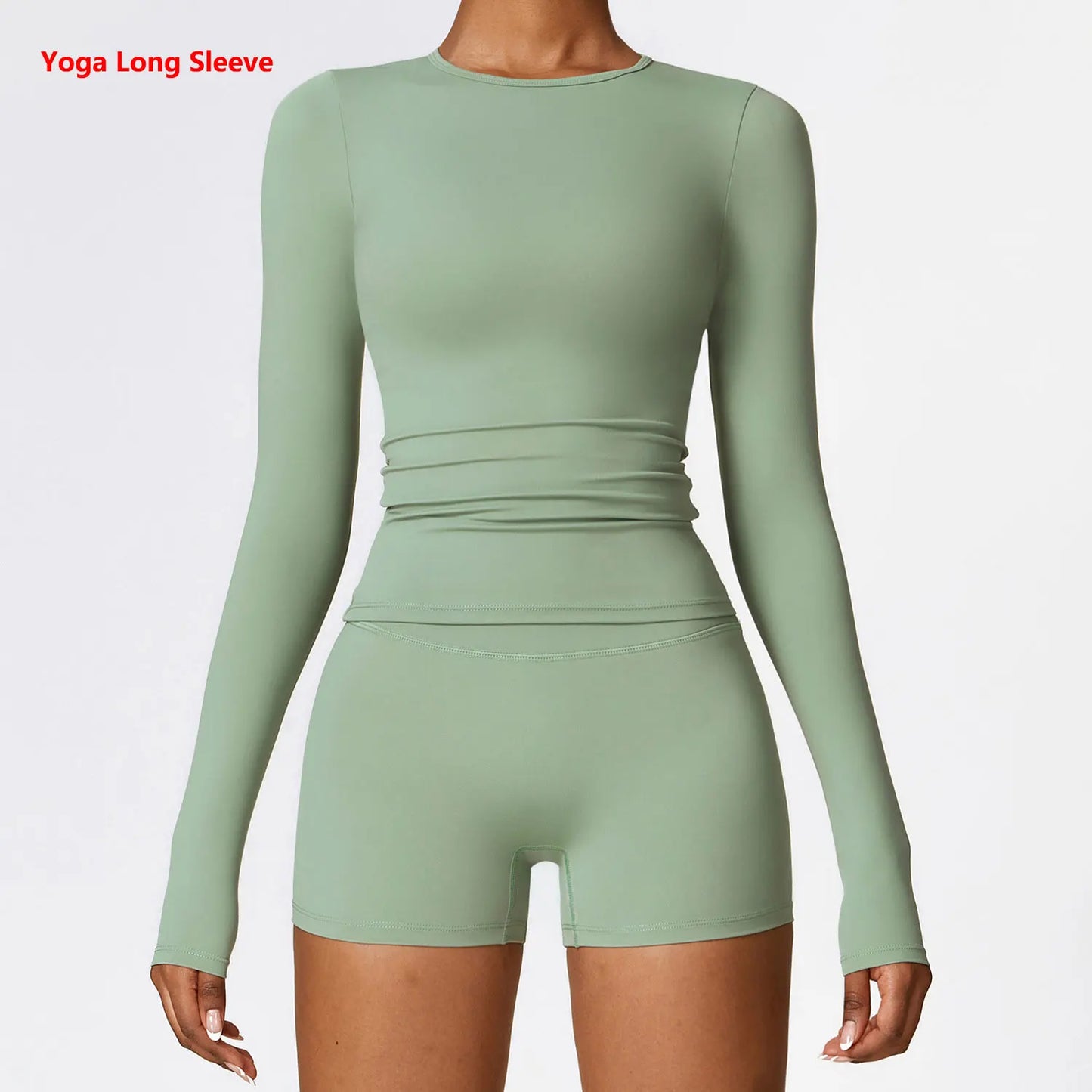 Women's Quick Dry Breathable Yoga Long Sleeves Crop Top Round Neck Sports Top Gym Fitness Workout Sexy Running Long Sleeves