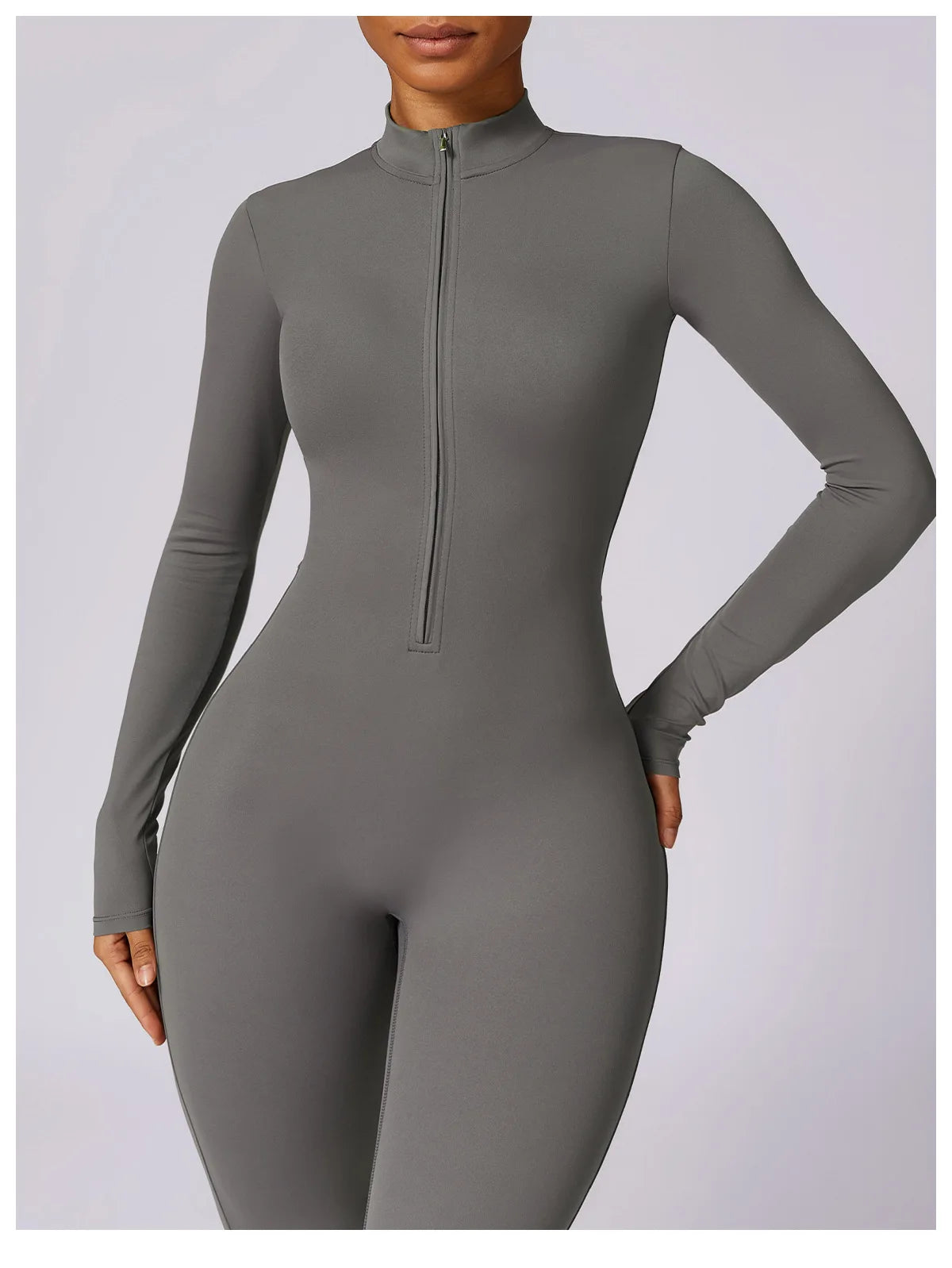 Women Yoga Jumpsuit Fitness Sports Suit Zipper Elastic One-Piece Bodysuits Gym Long Sleeve Gym Runing Push Up Workout Sportwear