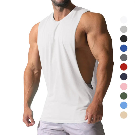 Summer European and American Men's Vest Sports Waistcoat Sleeveless Loose Casual Solid Color plus Size Quick-Drying Fitness Vest