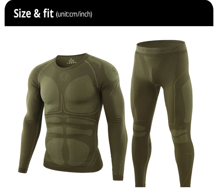 Men Sport Thermal Underwear Suits Outdoor Cycling Compression Sportswear Quick Dry Breathable Clothes Fitness Running Tracksuits