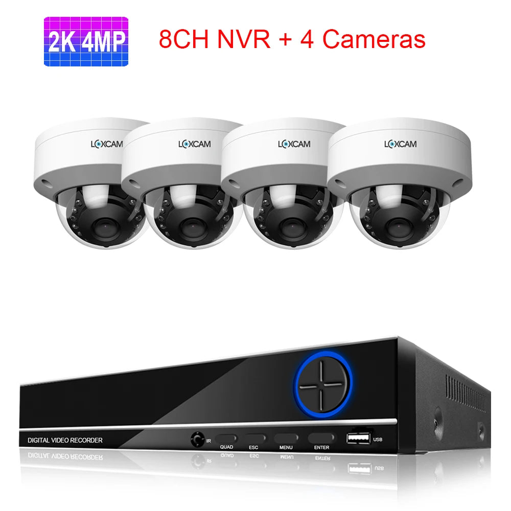 LOXCAM H.265+ 8CH 4K NVR 5MP 4MP CCTV Security Camera System Audio Record Day Night Vandalproof POE IP Camera Kit