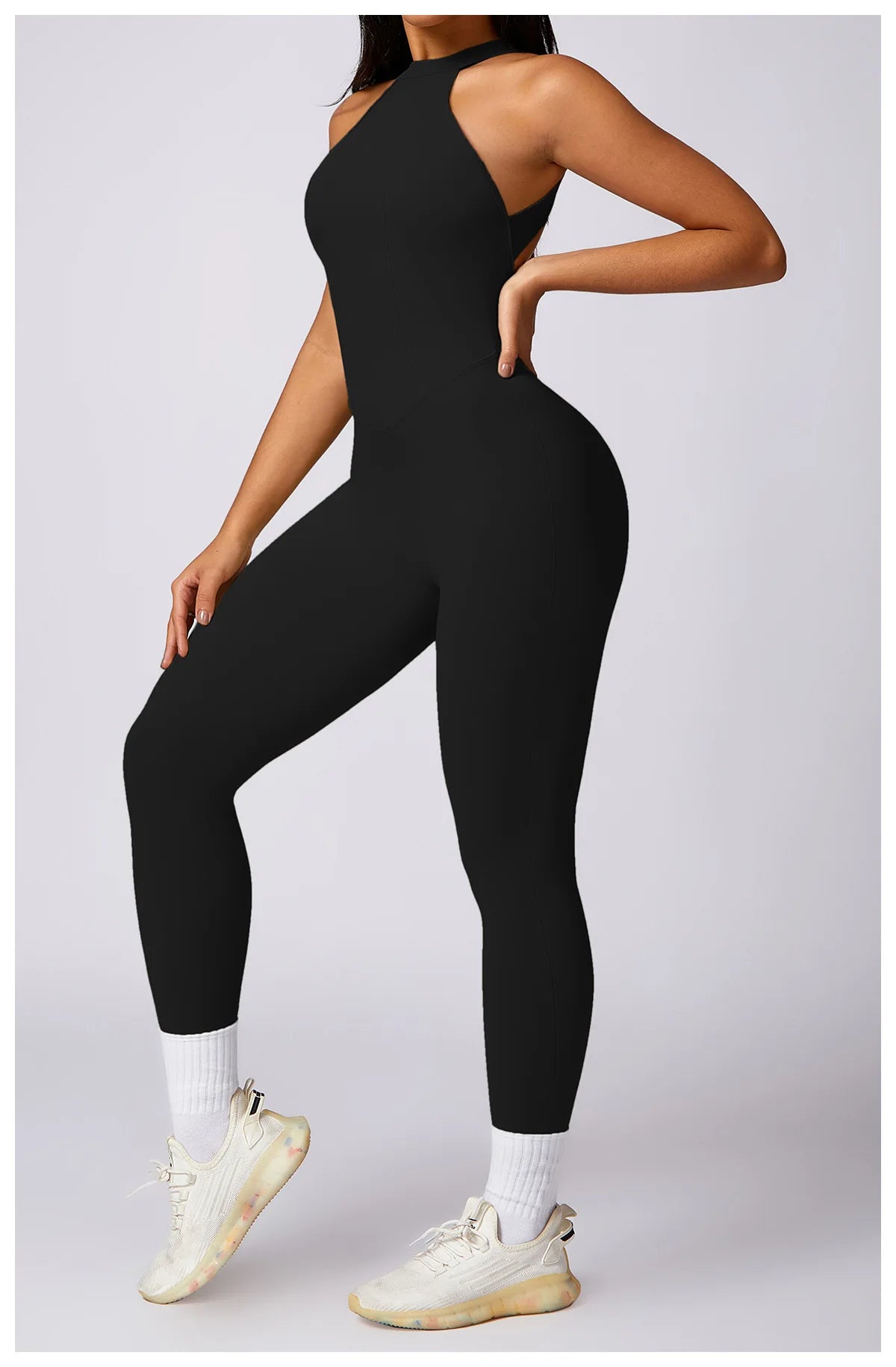 V Back Jumpsuit Women Backless Sports Bodysuits Female Rompers Quick Drying Yoga Clothes Sleeveless One-piece Suit Women Workout