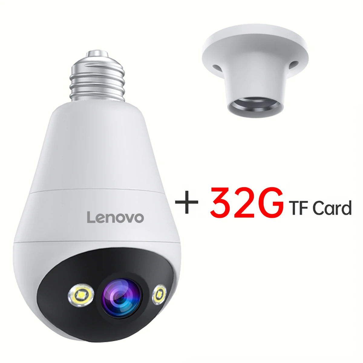 Lenovo 3MP WIFI E27 Bulb Security Camera Full Color Night Vision Two-Way Voice Intercom Smart Home Wireless Camera