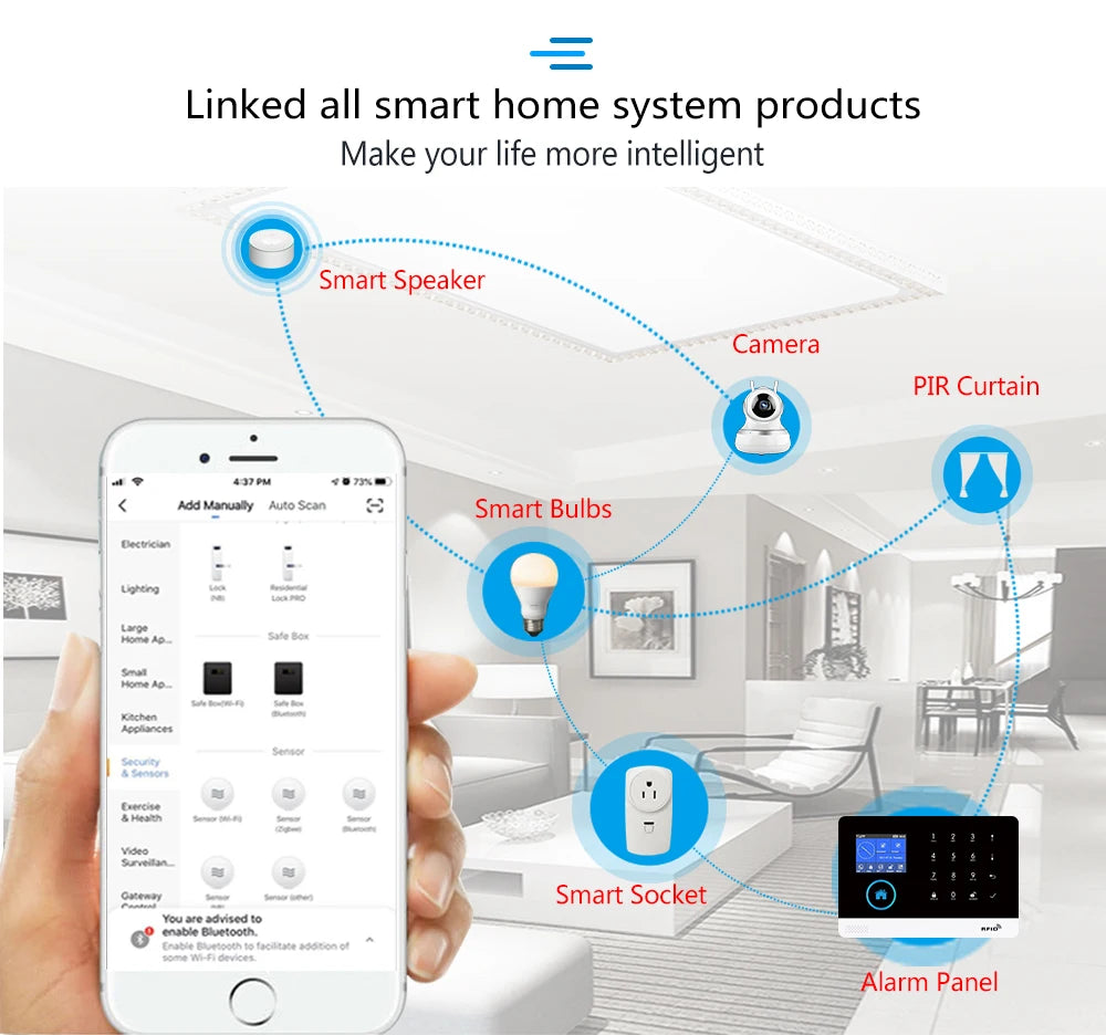 MULO Alarm System For Home Burglar Security 433MHz GSM  Home alarm Wireless PG103 WiFi Alarma Tuya Smart App Work With Alexa