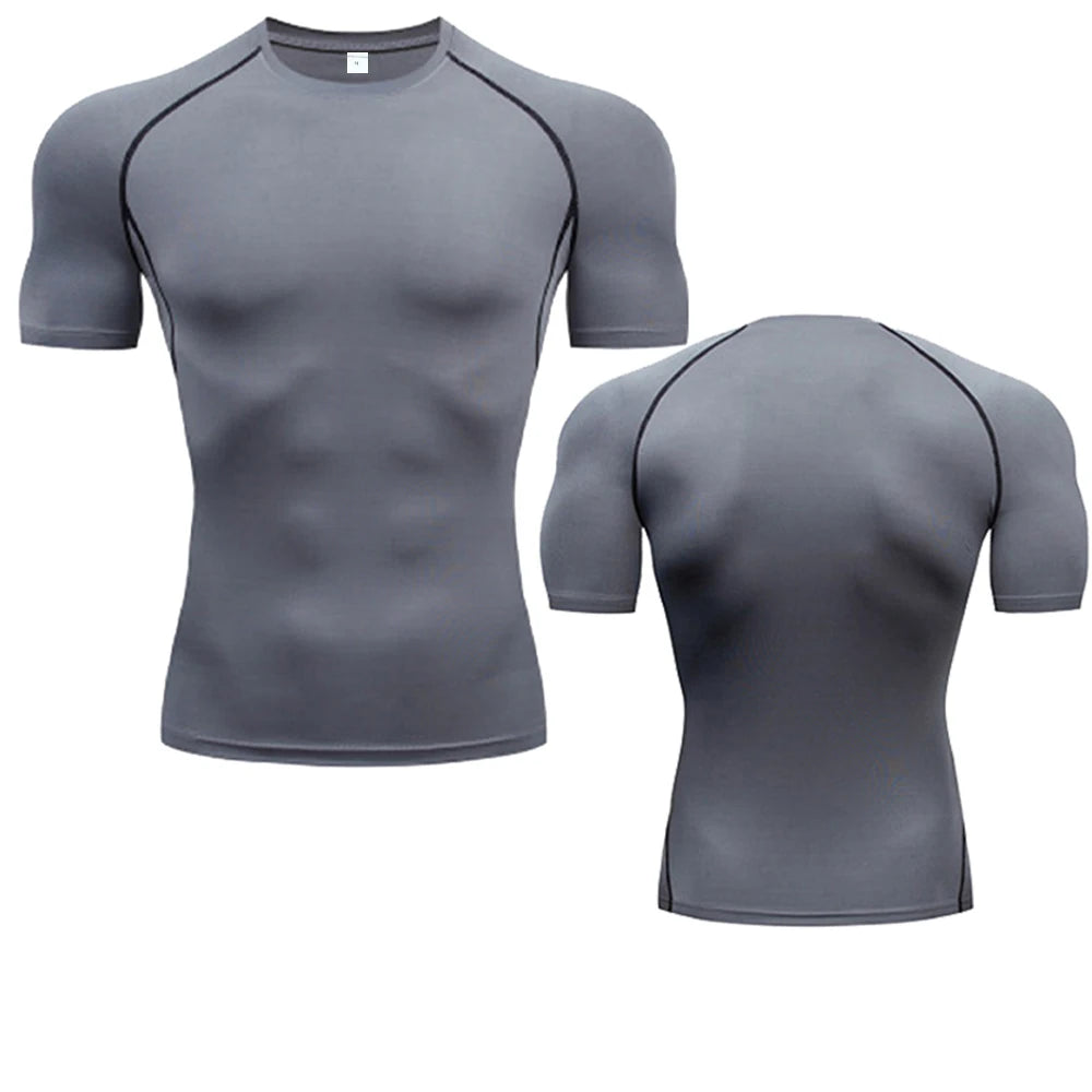 Compression Long Sleeve Shirt Black Fitness T-shirt Men's Muscle Quick drying Gym Sportswear Sun protection Sports Base layer