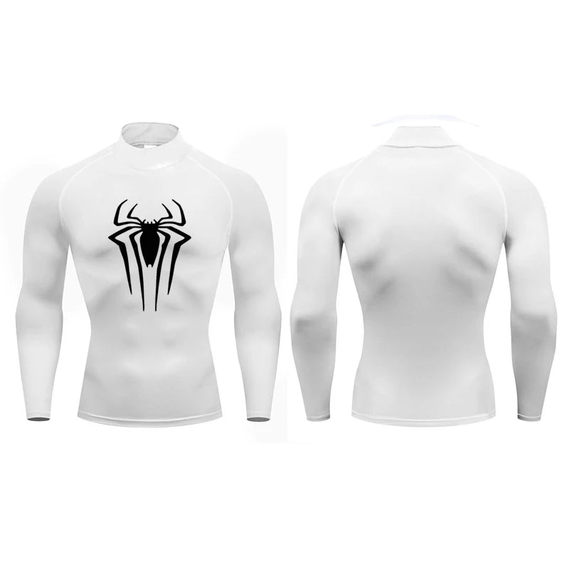 Mens Running T-shirts Compression Shirt Fitness Tight Long Sleeve Sport T Shirt Long-legged Spider Workout Quick Dry Rashgards