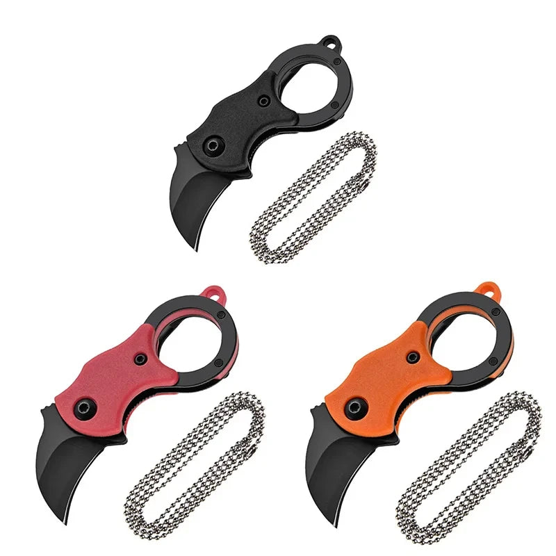 NEW Mini Keychain Pocket Knife Stainless Steel Camping Small Mini Portable Knife Peeler Fixed Blade Multi EDC Tool with Chain