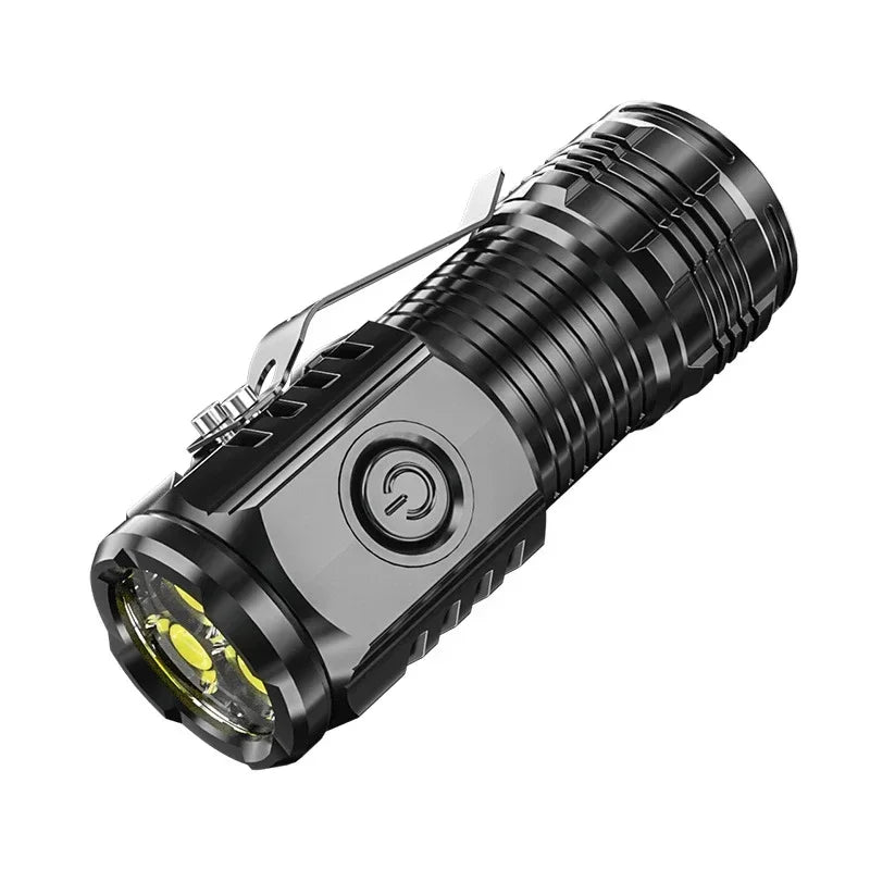 Powerful 3LED Super Bright Flashlight Portable Mini Burst Flash Torch Rechargeable Emergency Spotlight with Pen Clip