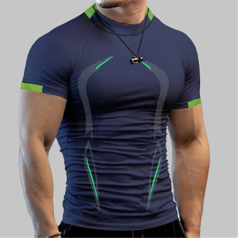 Men Compression Gym t Shirt Short Sleeve Bodybuilding Fitness Top Tee Man Quick Dry Running Sport t Shirts Male Gym Sportswear