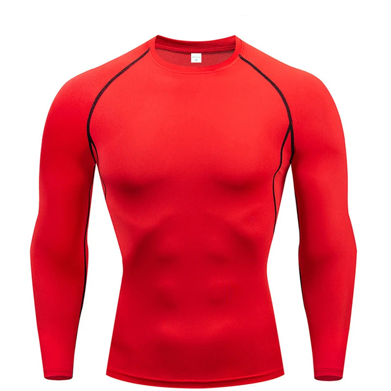 Compression Long Sleeve Shirt Black Fitness T-shirt Men's Muscle Quick drying Gym Sportswear Sun protection Sports Base layer