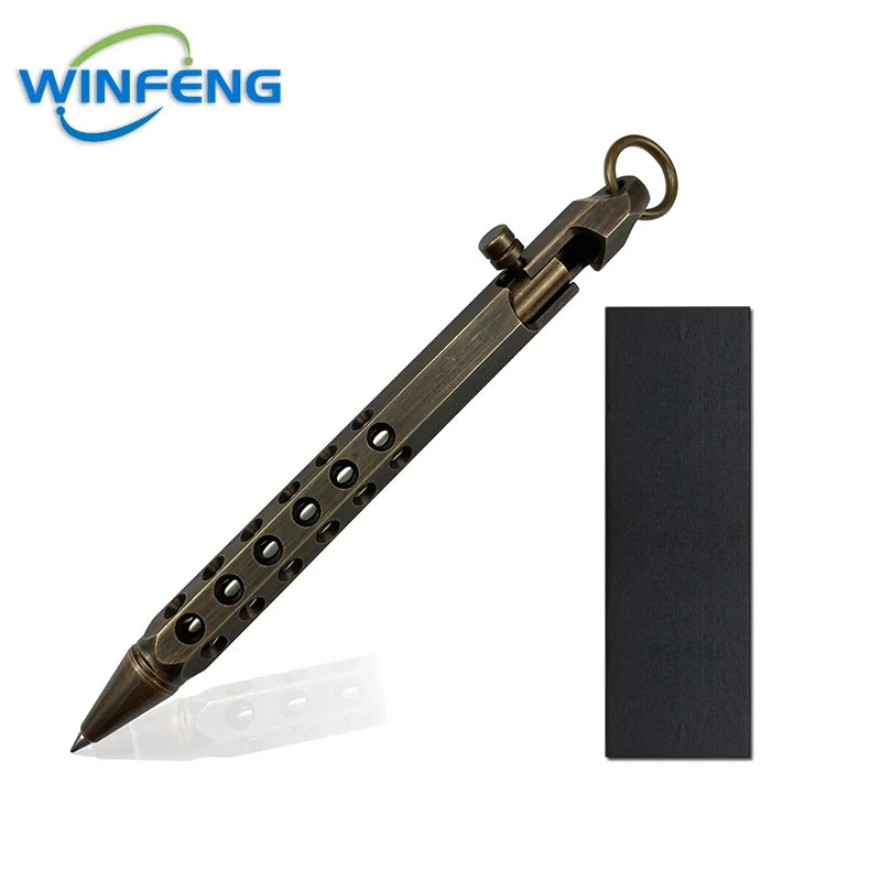 Creative Brass Bolt Action Tactical Pen Business Signature Ballpoint Pen for Self Protection School Student Office Stationery