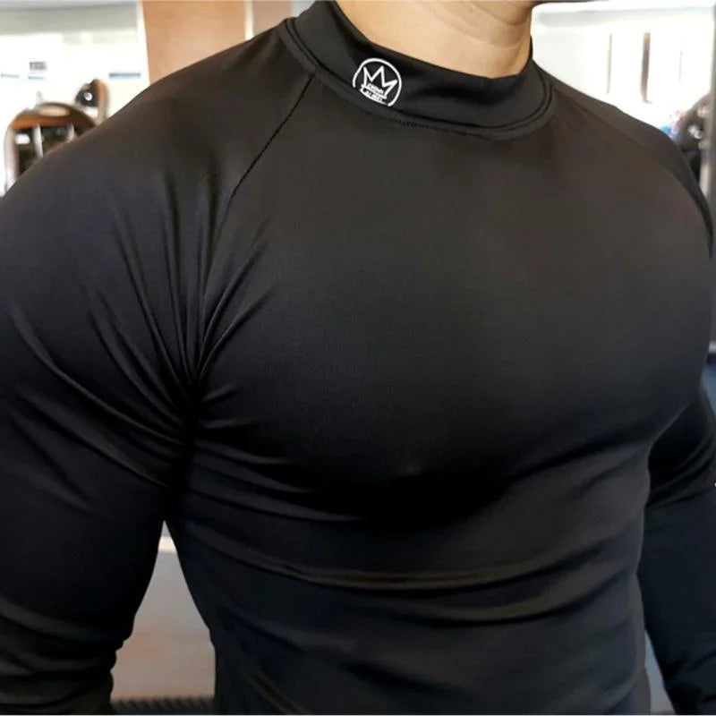 New Running T-shirt Men's Long Sleeve Compression Shirt Gym Training Top Man Bodybuilding Workout Clothing