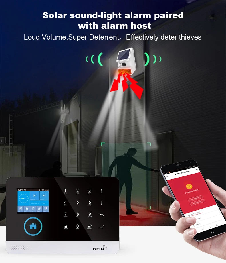 MULO Alarm System For Home Burglar Security 433MHz GSM  Home alarm Wireless PG103 WiFi Alarma Tuya Smart App Work With Alexa