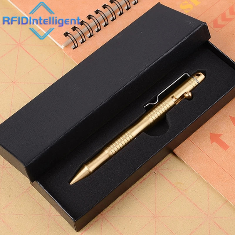 High Quality Brass Self-Defense Tactical Pen Bolt Switch Ball Point Writing Pen Emergency Window Breaker Survival Supplies