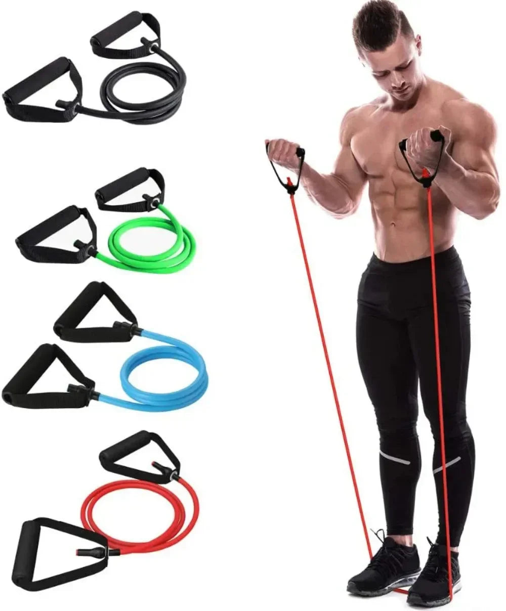 Hot 3 Levels Resistance Yoga Pull Rope Bands Handles Elastic Sports Bodybuild Home Gym Workouts Muscle Training Rubber Tube Band