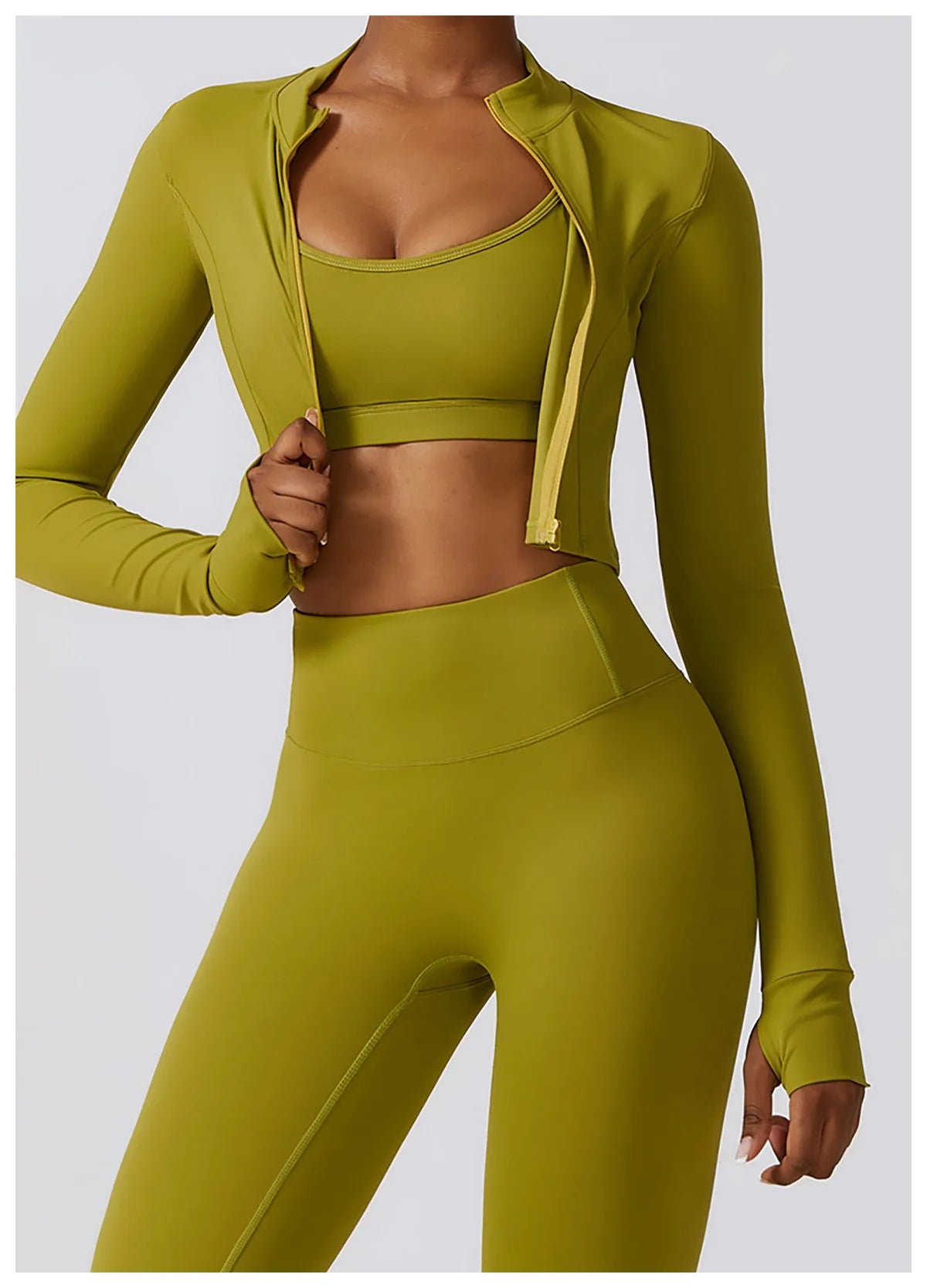 Sportswear Yoga Set Women's Workout Clothes Athletic Wear Sports Gym Legging Seamless Fitness Bra Crop Top Long Sleeve Yoga Suit