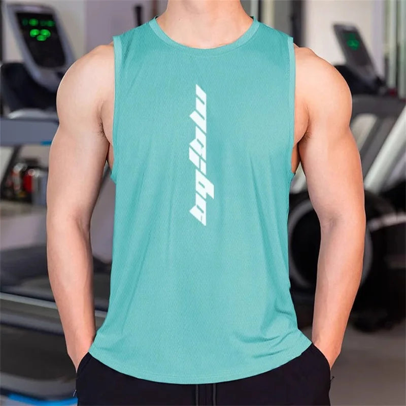 newest Fitness loose men tank top quick drying sleeveless t-shirt fitness clothes basketball training vest men sport undershirt