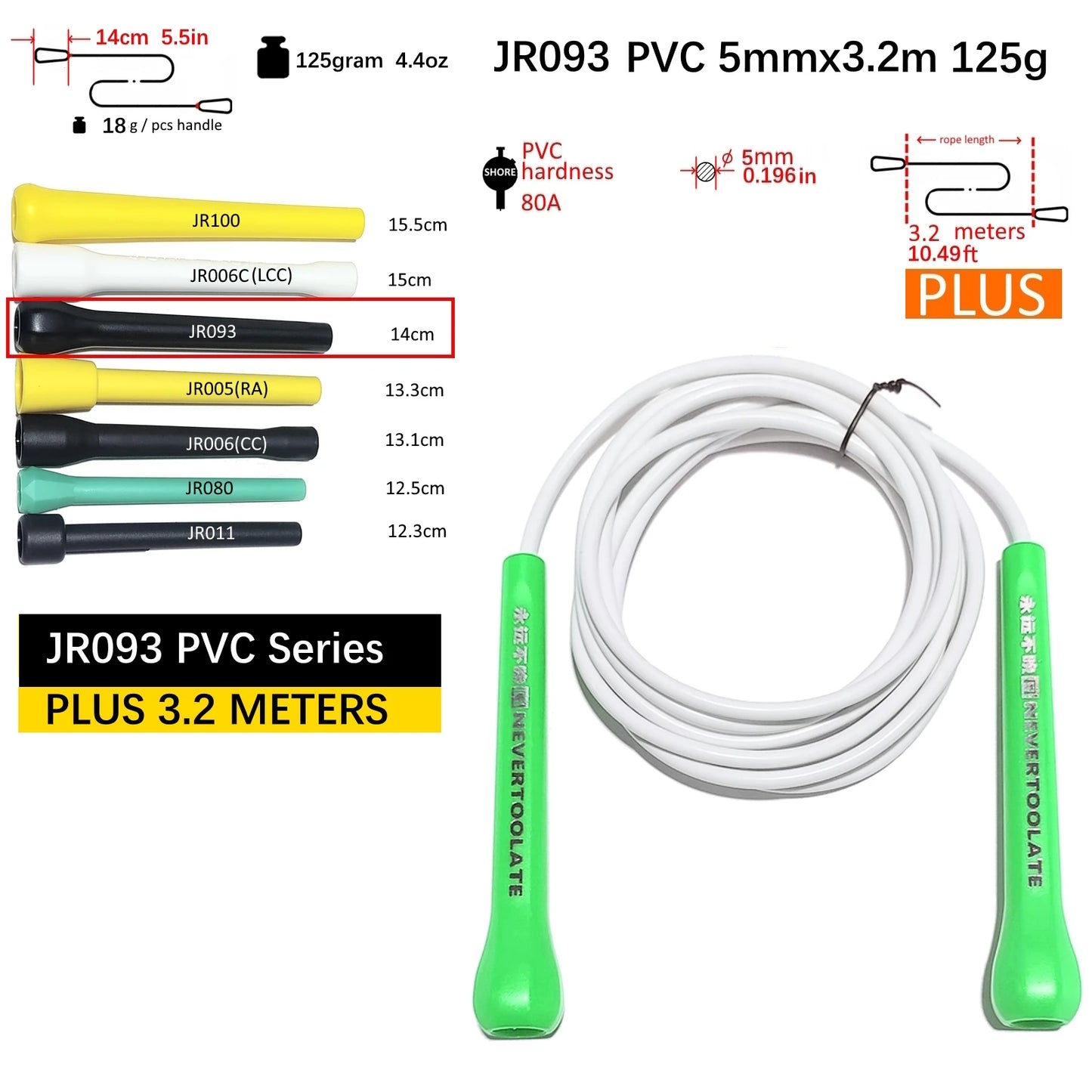 NEVERTOOLATE TPU and PVC material Skipping Rope Rapid Speed Jump Rope Tangle Free crossfit Exercise Fitness Training Workout