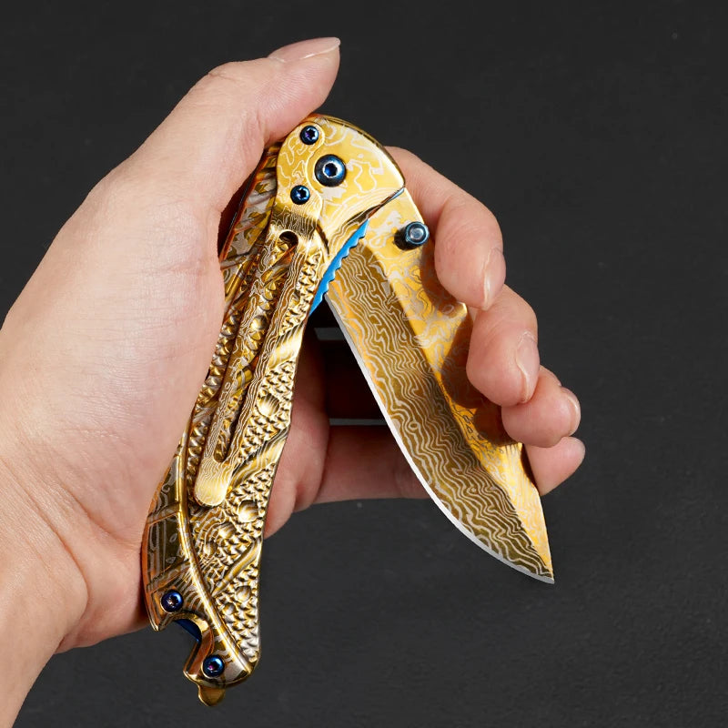 1PC 6.8 inches, Creative Dragon and Snake Folding Knife, Outdoor Camping, Fruit Knife, Unboxing, Self-defense Knife, Apprec