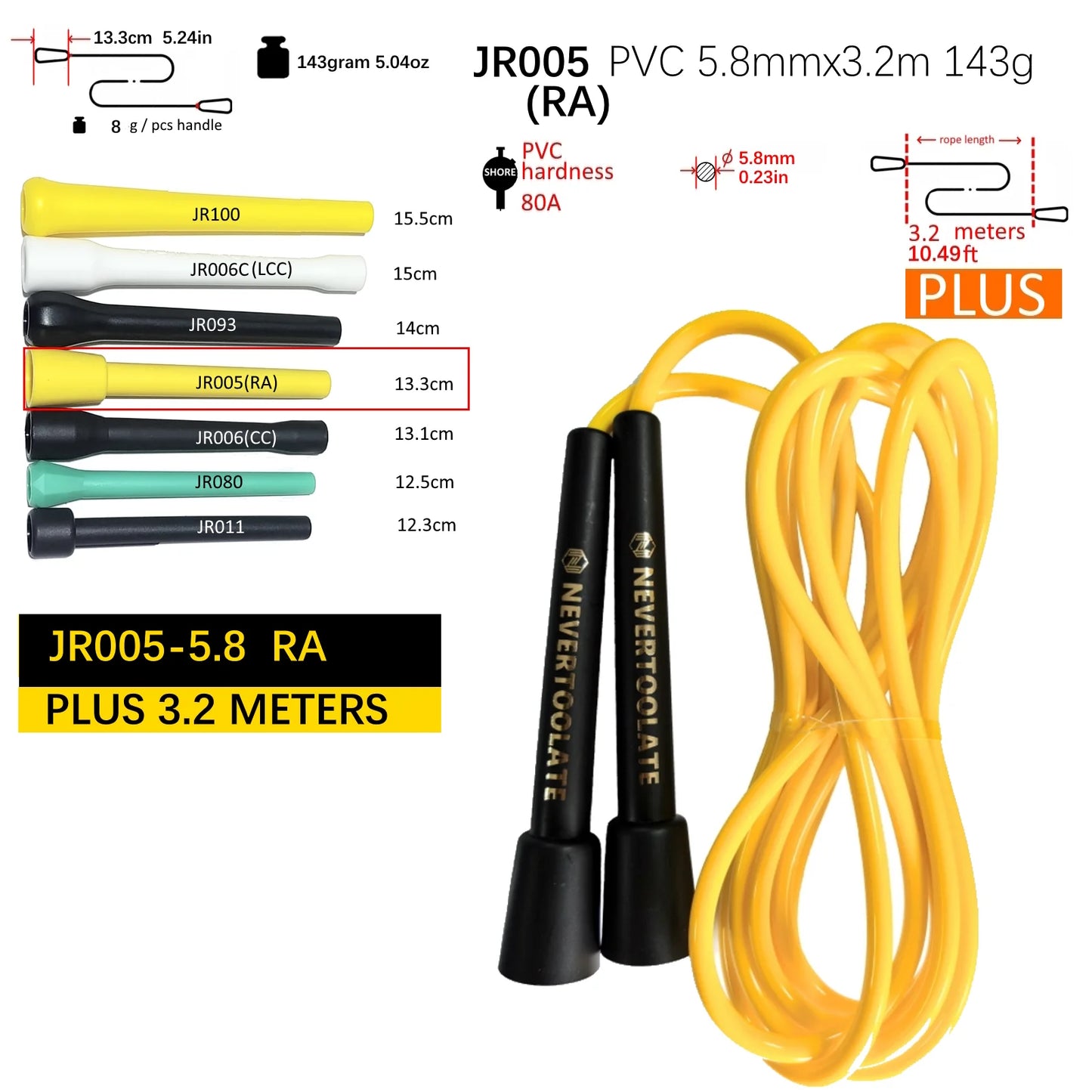 NEVERTOOLATE TPU and PVC material Skipping Rope Rapid Speed Jump Rope Tangle Free crossfit Exercise Fitness Training Workout