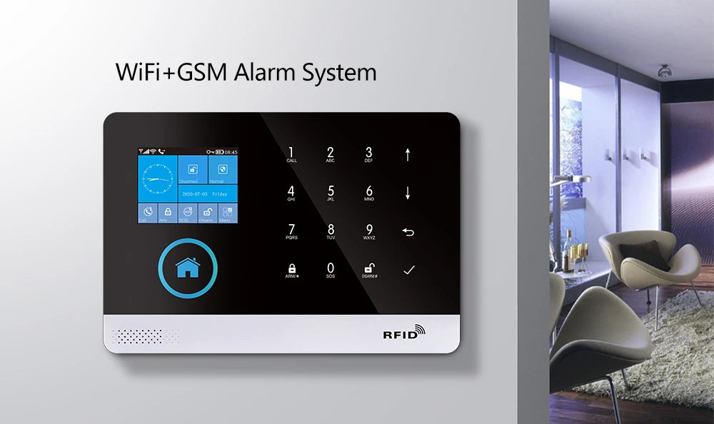 MULO Alarm System For Home Burglar Security 433MHz GSM  Home alarm Wireless PG103 WiFi Alarma Tuya Smart App Work With Alexa