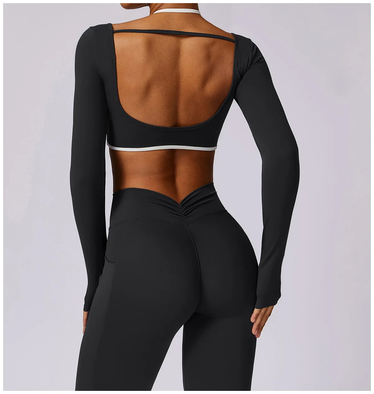 Yoga Set 2PCS Women Sportswear Push Up Workout Clothes Athletic Wear Gym Legging Fitness Bra Crop Top Long Sleeve Sports Suits