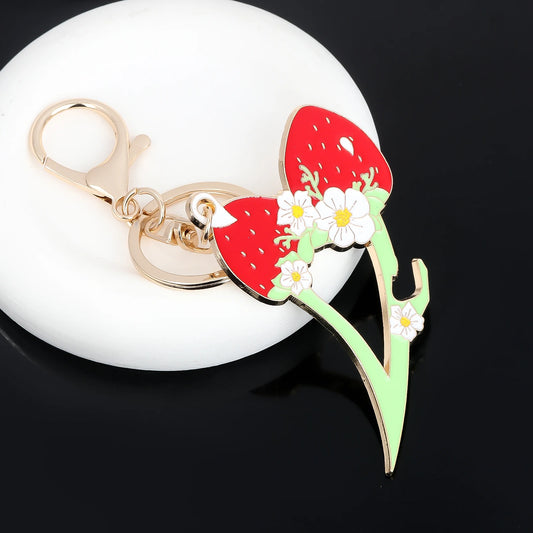 Self Defense Strawberry Keychain Fashion Bag Charm Keychain Safety for Women Accessories