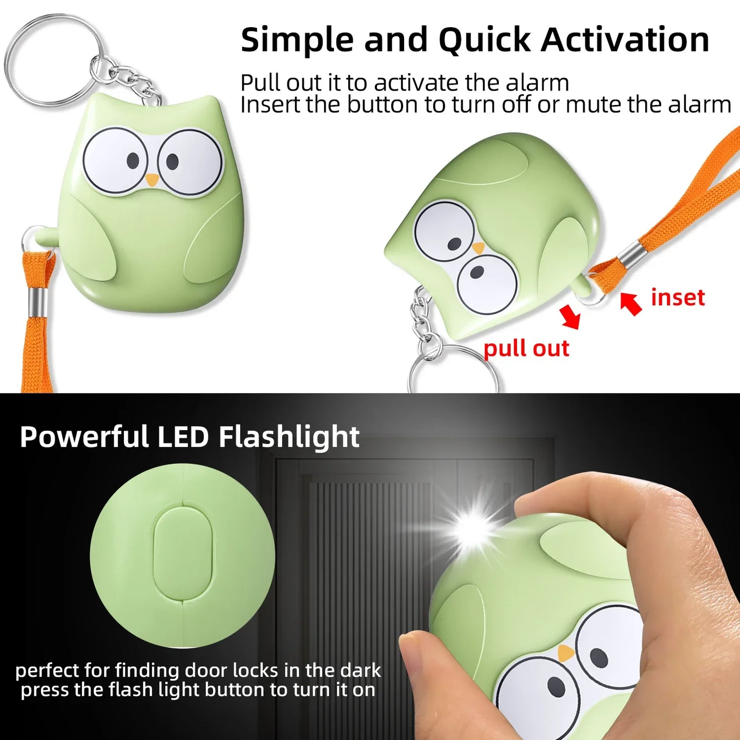 Cute Owl Self Defense Alarm 130db Personal SelfDefense Alarm for Girl Child Women Security Protect Alert Personal Keychain Alarm