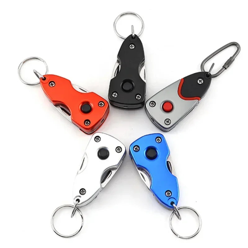 PortableScrewdriver StainlessSteel Tool Knife with LED Keychain Multi-functional Keychain Knife Gift Outdoor 6-in-1 Folding Mini