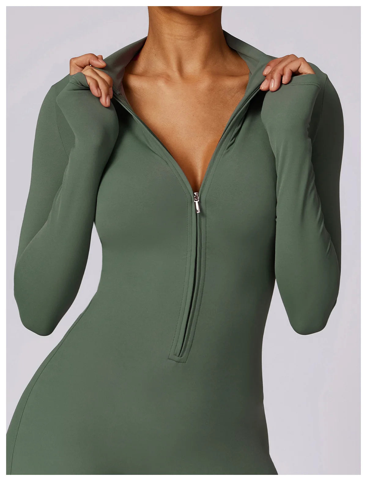 Women Yoga Jumpsuit Fitness Sports Suit Zipper Elastic One-Piece Bodysuits Gym Long Sleeve Gym Runing Push Up Workout Sportwear