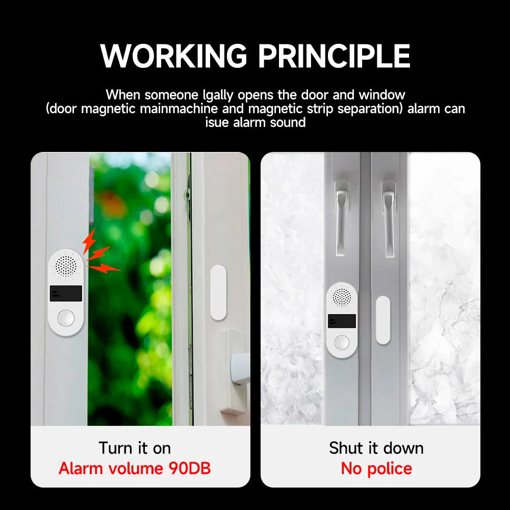 Wireless Home Door Window Sensor Burglar Security Alarm System Independent Opening Magnetic Door Sensor 130db Security Alarm