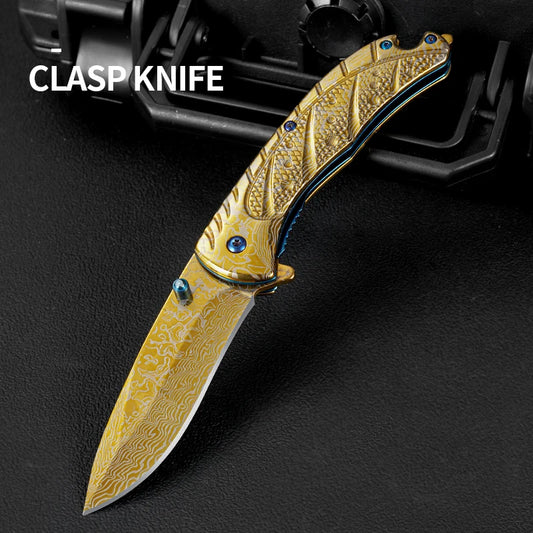 1PC 6.8 inches, Creative Dragon and Snake Folding Knife, Outdoor Camping, Fruit Knife, Unboxing, Self-defense Knife, Apprec