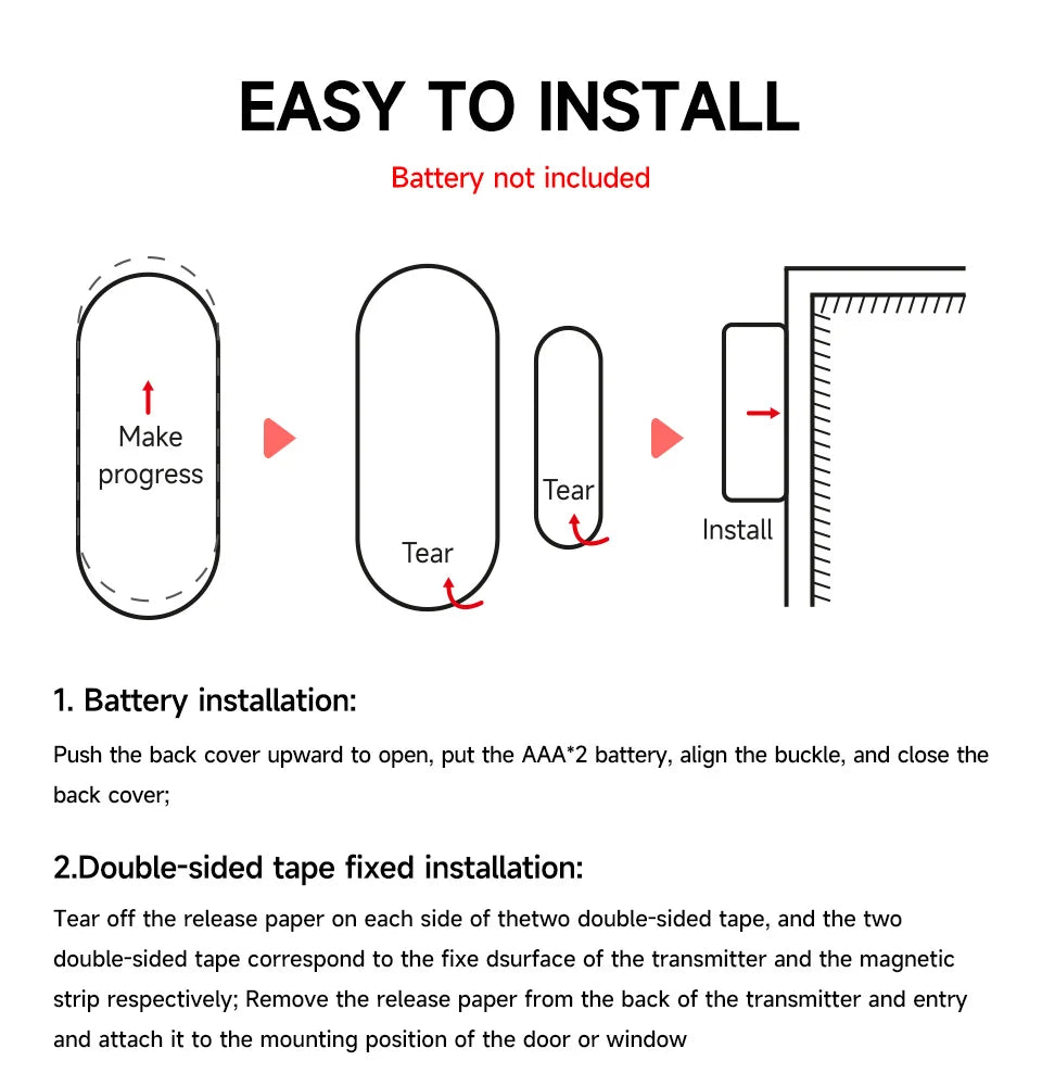 Wireless Home Door Window Sensor Burglar Security Alarm System Independent Opening Magnetic Door Sensor 130db Security Alarm