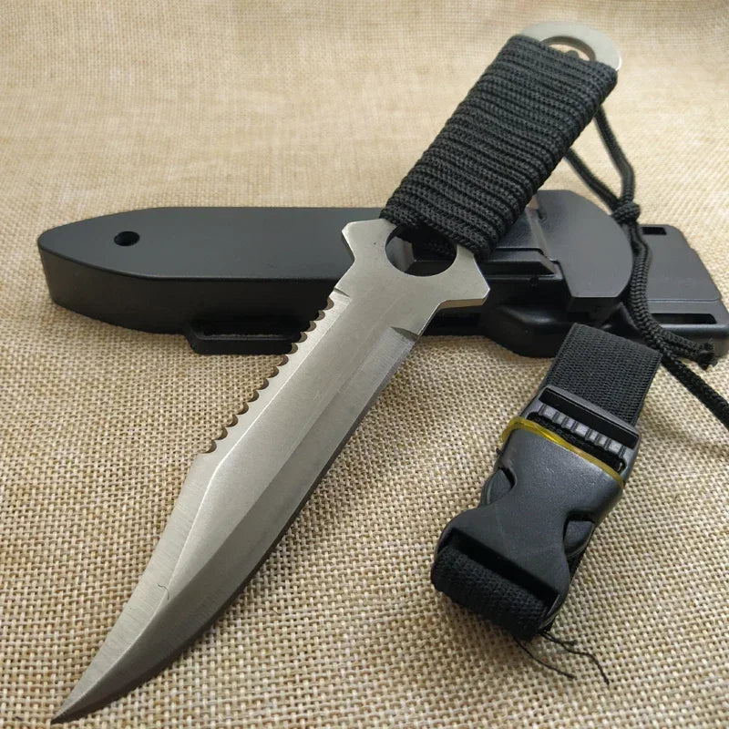 Tactical Fixed Blade 7CR14Mov Blade Steel Handle Outdoor Camping Survival Hunting Utility Knife Military Pocket Tool+ ABS Sheath