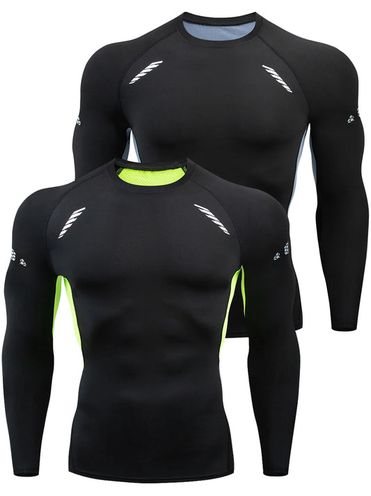 Solid Compression Shirts Men Long Sleeve Athletic Moisture Wicking Baselayer Undershirt Gear Tshirt For Sports Workout