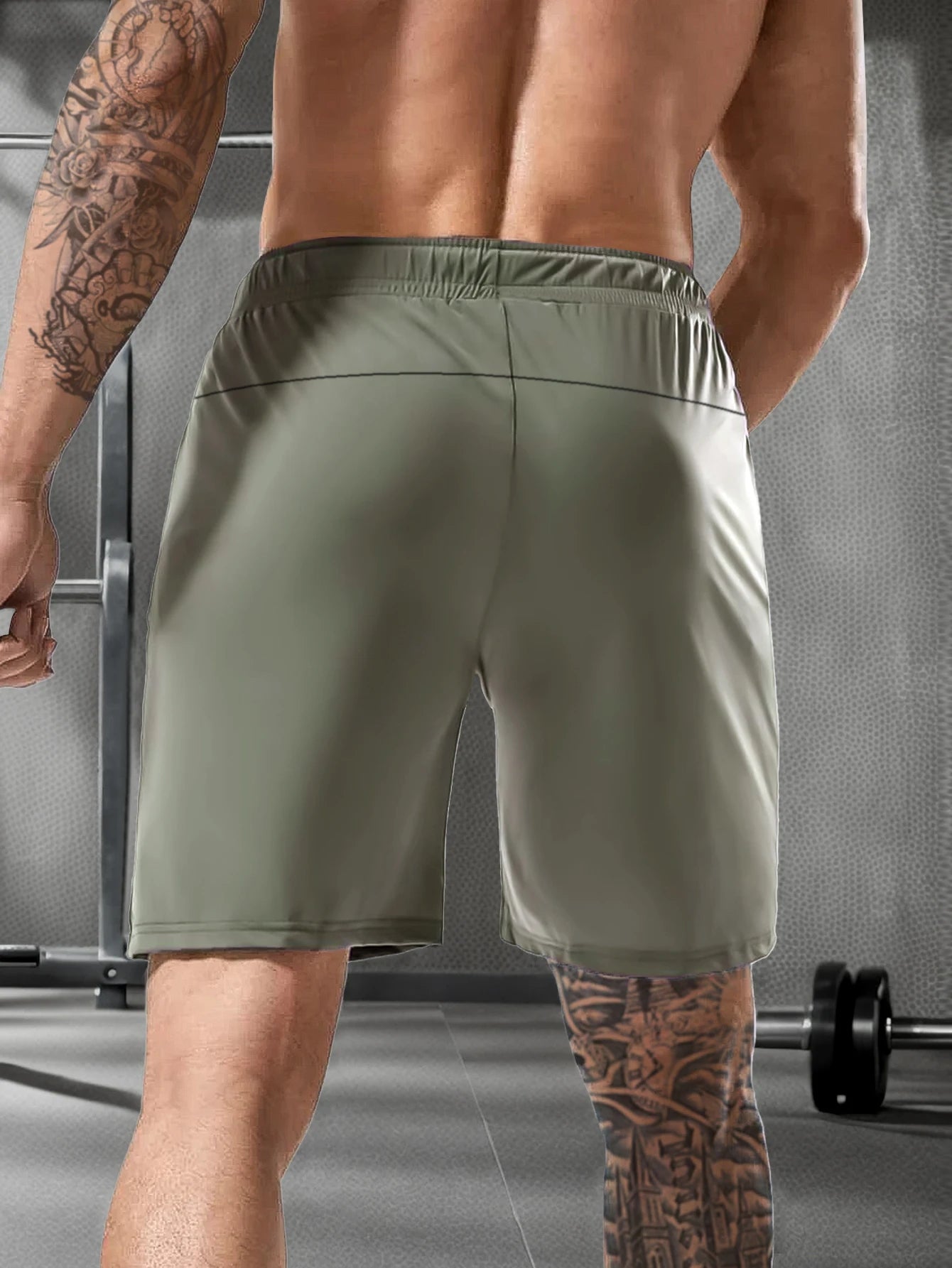 Men's solid color shorts, with zipper pockets, casual elastic drawstring shorts with a loose waist and high elasticity, suitable