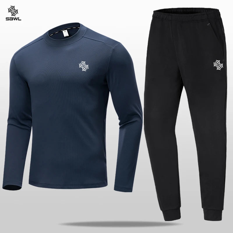 SBWL Men autumn and winter outdoor sports running fitness casual warm with long sleeve sports set indoor fitness casual clothing