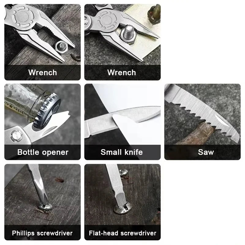 MiniPortableOutdoor Camping Pliers Multitool Keychain Multi-functional Pliers Small ToolStainless Steel FoldingPliersPocketKnife