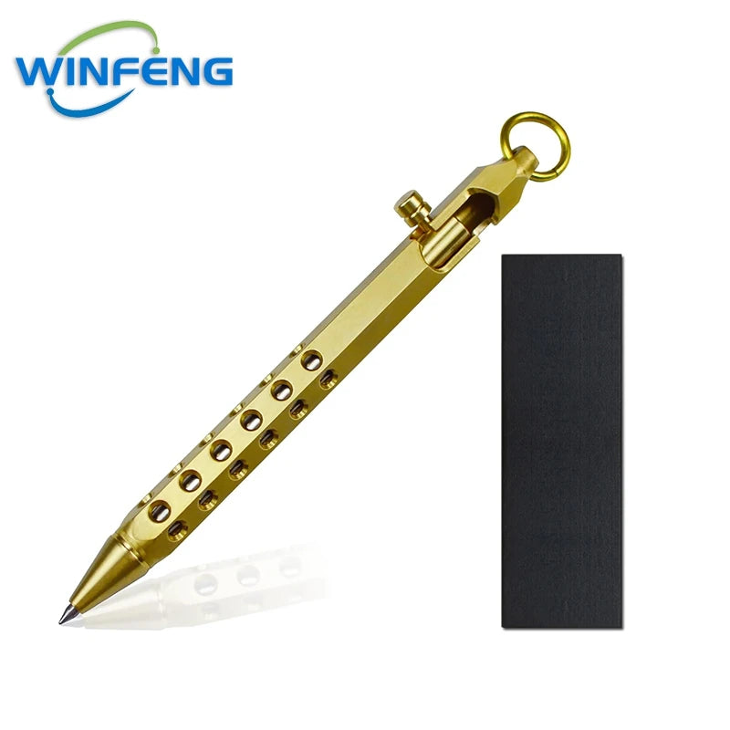 Creative Brass Bolt Action Tactical Pen Business Signature Ballpoint Pen for Self Protection School Student Office Stationery