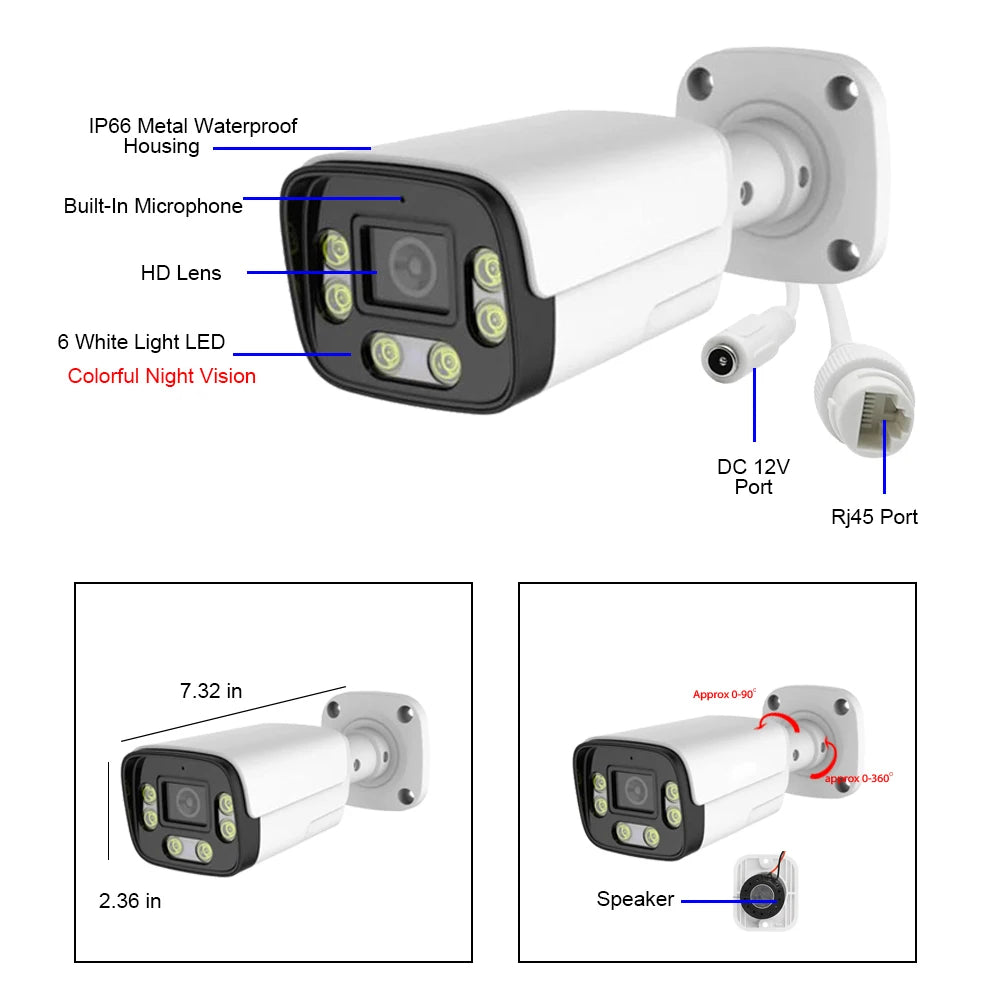 LOXCAM 8CH 4K Security Camera System 10CH 8MP 4MP POE Ai Face Detection Outdoor Two Way Audio Camera Video Surveillance Set