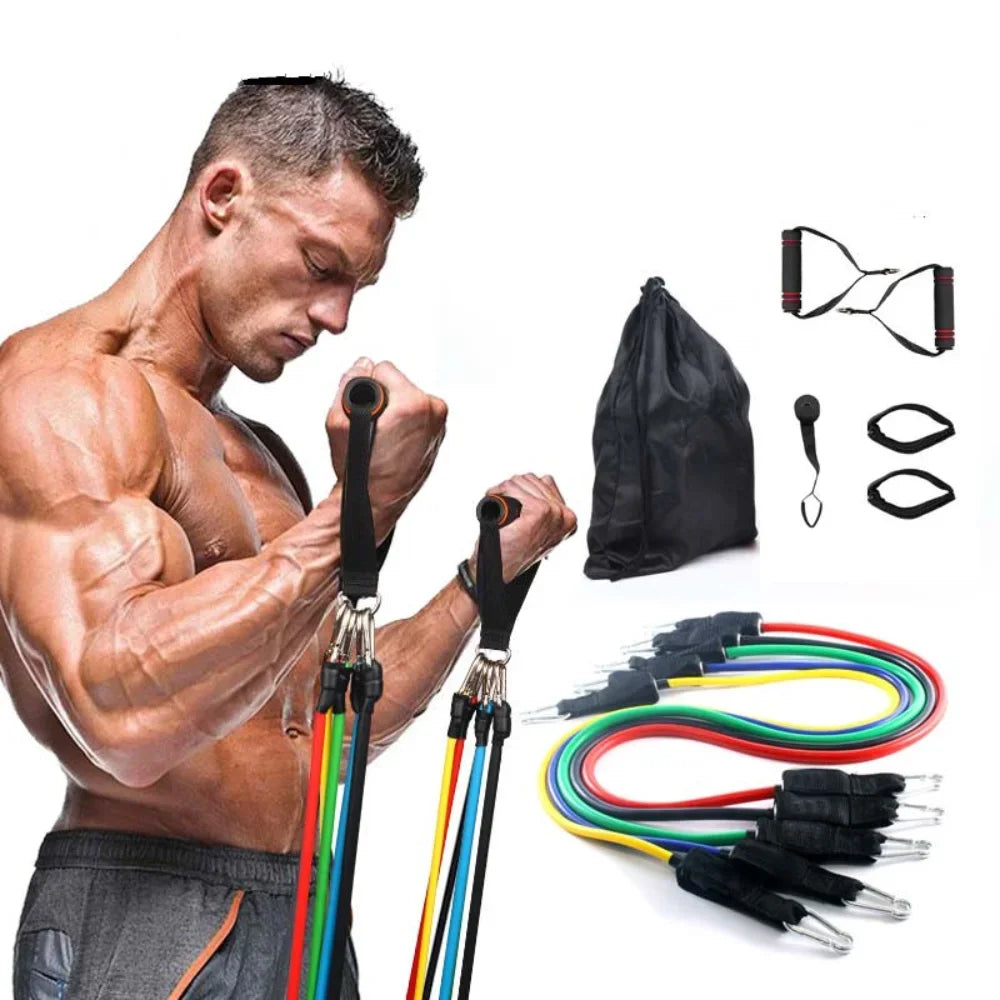 Multifunction Fitness Tension Rope 5-Tube Elastic Yoga Pedal Puller Resistance Band Tension Rope for Stretching Abdomen Training