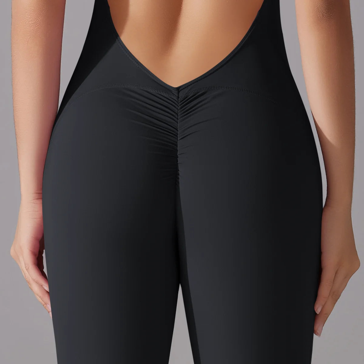 Sexy Hollow Backless Scrunch Sporty Jumpsuit Raises Butt Woman Gym Set One Piece Sport Suit Sleeveless Zip Yoga Fitness Overalls