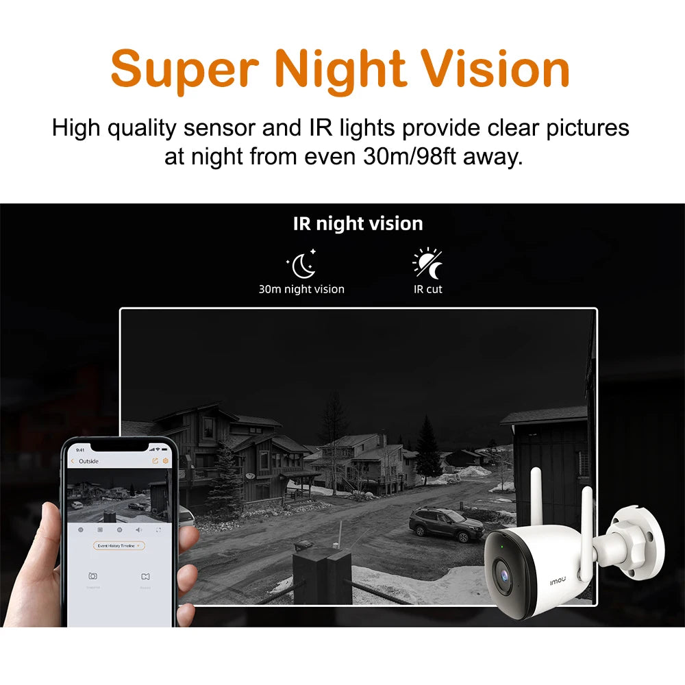 IMOU 3PCS Bullet 2C 4MP Wifi Camera Weatherproof AI Human Detection Outdoor Surveillance IP Camera Wholesale