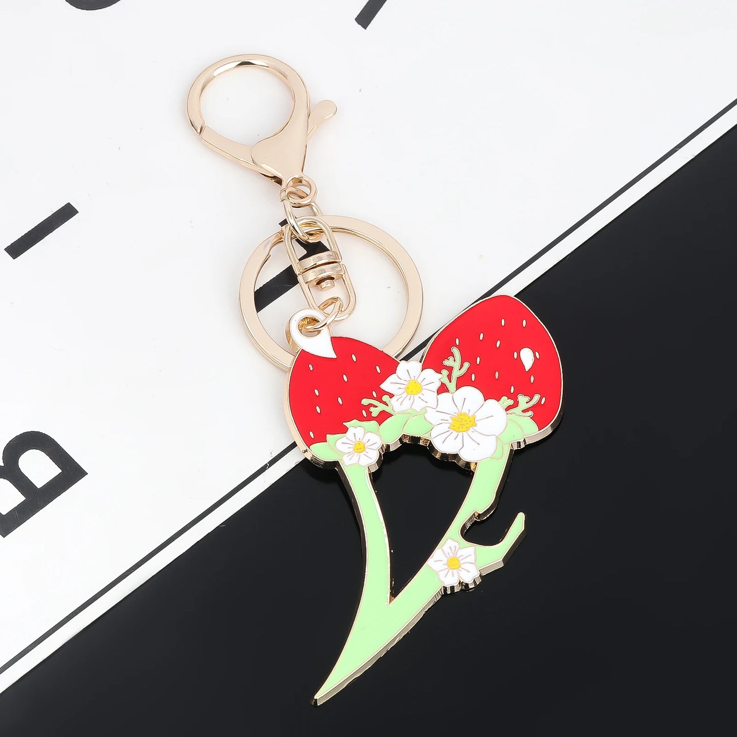 Self Defense Strawberry Keychain Fashion Bag Charm Keychain Safety for Women Accessories