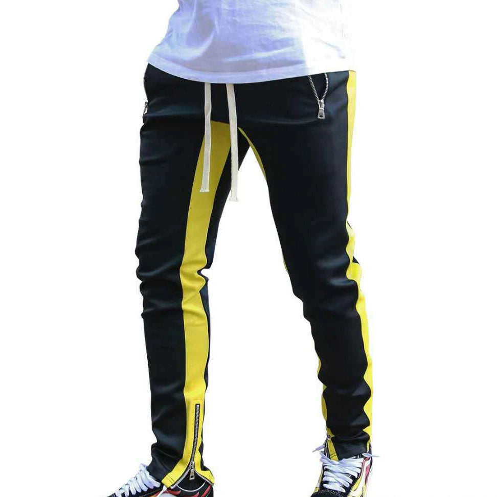 2024 New Sports Casual Pants Low Feet Zip Pocket Cotton Summer Pants Casual Men's Sports Pants Running Pants Splice Stripe Gym