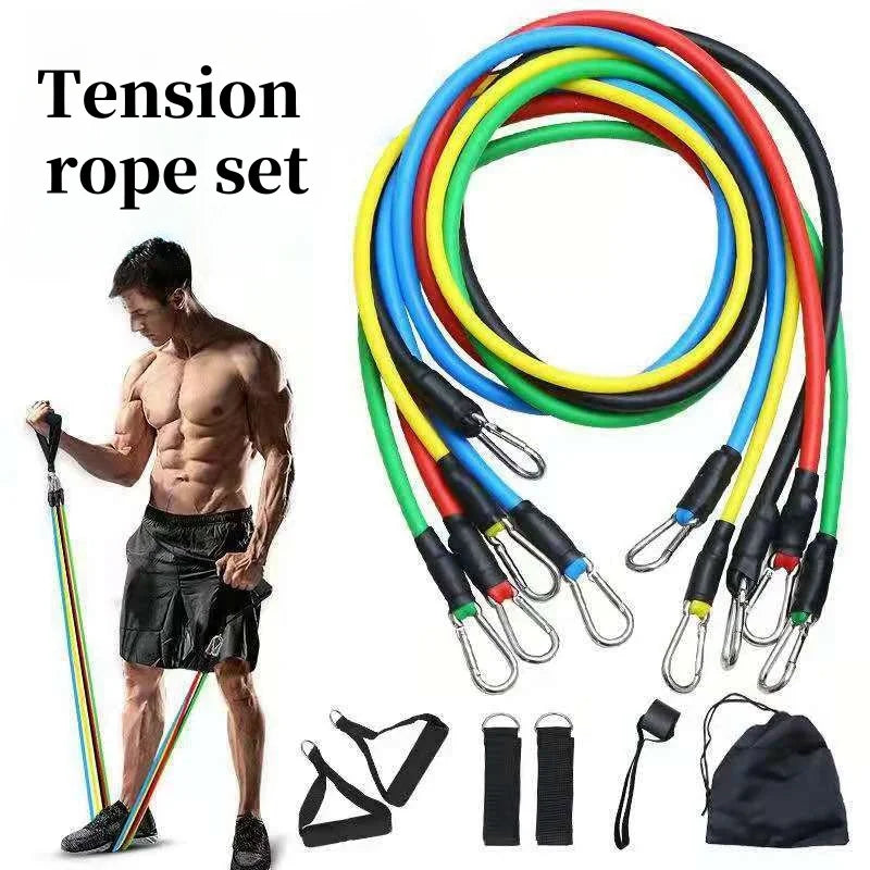 11 Pcs/Set TPE Resistance Band Set Fitness Band Pull Rope Elastic Training Band Handles Carry Bag Legs Ankle Straps