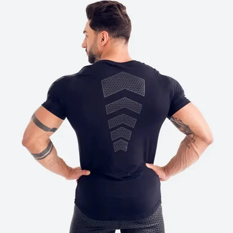 2024 Men Running Sports T-shirt Training Quick Dry Tight Short Sleeves Shirt Bodybuilding compress Fitness Tee Tops men Clothing